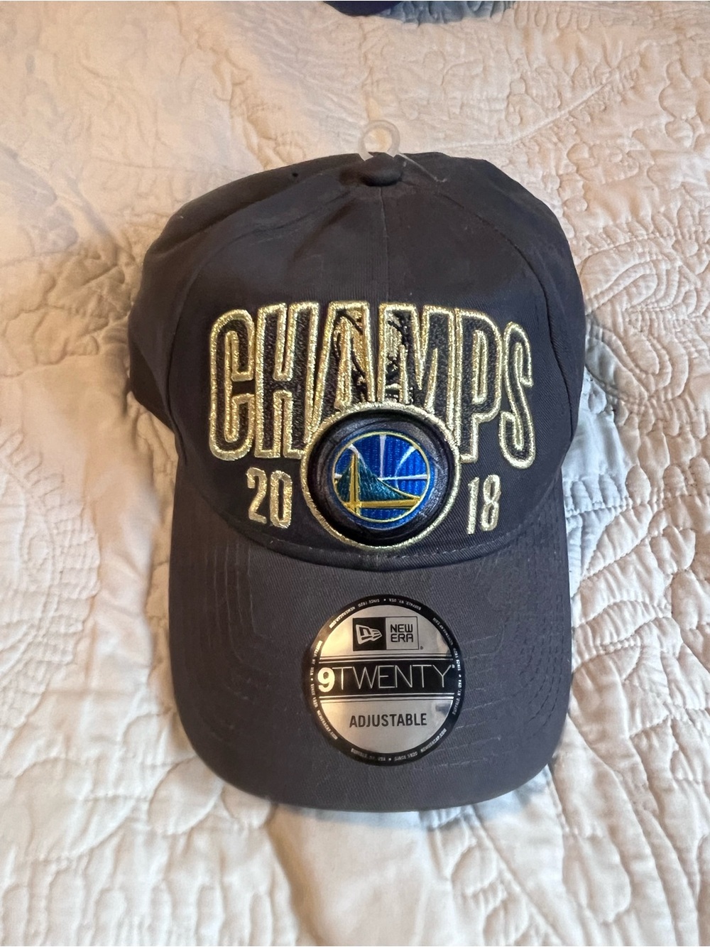 NBA Golden State Warriors Gray and Gold "CHAMPS" 2018 Adjustable Hat